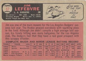 1966 O-Pee-Chee #57 Jim Lefebvre Back