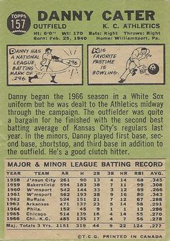 1967 O-Pee-Chee #157 Danny Cater Back