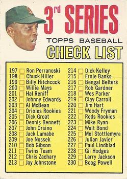 1967 O-Pee-Chee #191 Checklist 197-283 / (Willie Mays) Front
