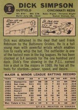 1967 O-Pee-Chee #6 Dick Simpson Back