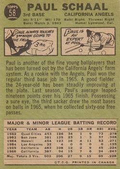 1967 O-Pee-Chee #58 Paul Schaal Back