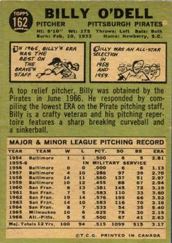 1967 O-Pee-Chee #162 Billy O'Dell Back