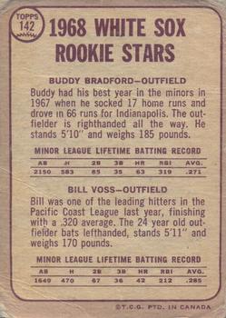 1968 O-Pee-Chee #142 White Sox 1968 Rookie Stars (Buddy Bradford / Bill Voss) Back