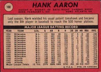 1969 O-Pee-Chee #100 Hank Aaron Back