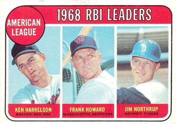 1969 O-Pee-Chee #3 American League 1968 RBI Leaders (Ken Harrelson / Frank Howard / Jim Northrup) Front
