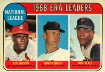 1969 O-Pee-Chee #8 National League 1968 ERA Leaders (Bob Gibson / Bobby Bolin / Bob Veale) Front