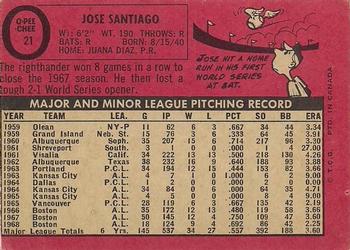 1969 O-Pee-Chee #21 Jose Santiago Back