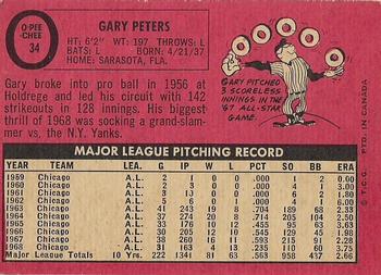 1969 O-Pee-Chee #34 Gary Peters Back