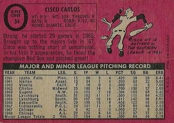 1969 O-Pee-Chee #54 Cisco Carlos Back