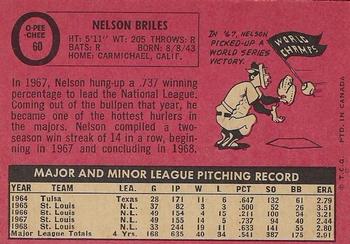 1969 O-Pee-Chee #60 Nelson Briles Back