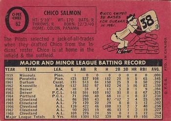 1969 O-Pee-Chee #62 Chico Salmon Back