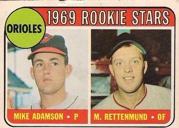 1969 O-Pee-Chee #66 Orioles 1969 Rookie Stars (Mike Adamson / Merv Rettenmund) Front