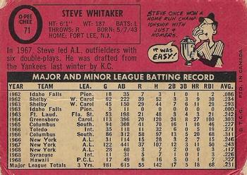 1969 O-Pee-Chee #71 Steve Whitaker Back