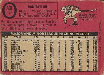 1969 O-Pee-Chee #72 Ron Taylor Back