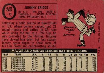 1969 O-Pee-Chee #73 Johnny Briggs Back