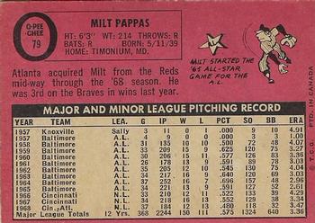 1969 O-Pee-Chee #79 Milt Pappas Back