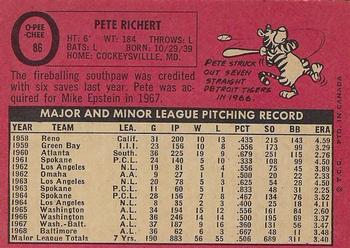 1969 O-Pee-Chee #86 Pete Richert Back