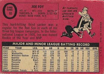 1969 O-Pee-Chee #93 Joe Foy Back