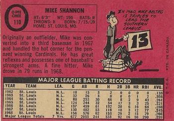1969 O-Pee-Chee #110 Mike Shannon Back