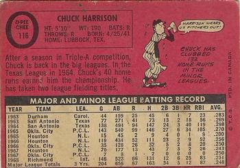 1969 O-Pee-Chee #116 Chuck Harrison Back