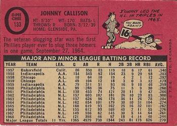 1969 O-Pee-Chee #133 Johnny Callison Back