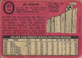 1969 O-Pee-Chee #140 Jim Lefebvre Back