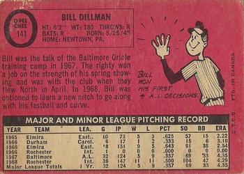 1969 O-Pee-Chee #141 Bill Dillman Back
