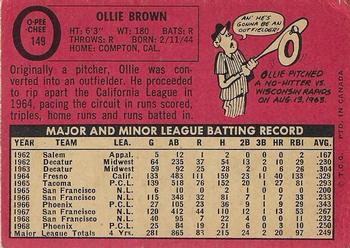 1969 O-Pee-Chee #149 Ollie Brown Back