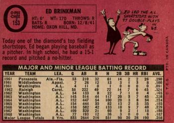 1969 O-Pee-Chee #153 Ed Brinkman Back