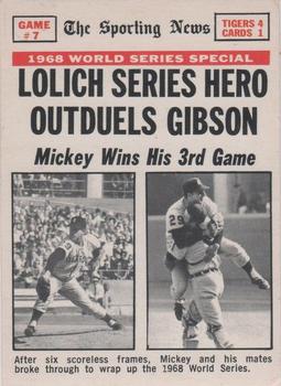 1969 O-Pee-Chee #168 World Series Game #7 - Lolich Series Hero Outduels Gibson Front
