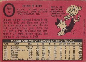 1969 O-Pee-Chee #171 Glenn Beckert Back
