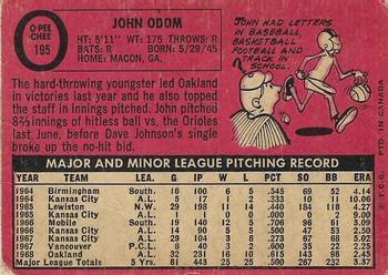 1969 O-Pee-Chee #195 John Odom Back
