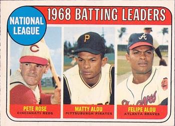 1969 O-Pee-Chee #2 National League 1968 Batting Leaders (Pete Rose / Matty Alou / Felipe Alou) Front