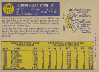 1970 O-Pee-Chee #122 George Stone Back