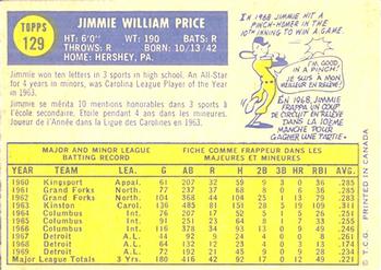 1970 O-Pee-Chee #129 Jimmie Price Back