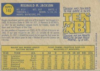 1970 O-Pee-Chee #140 Reggie Jackson Back
