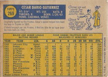1970 O-Pee-Chee #269 Cesar Gutierrez Back