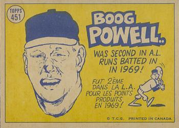 1970 O-Pee-Chee #451 Boog Powell Back