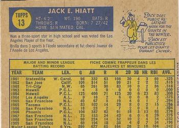 1970 O-Pee-Chee #13 Jack Hiatt Back