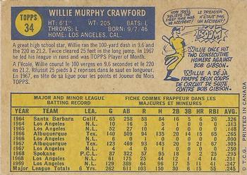 1970 O-Pee-Chee #34 Willie Crawford Back
