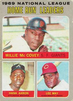 1970 O-Pee-Chee #65 1969 National League Home Run Leaders (Willie McCovey / Hank Aaron / Lee May) Front
