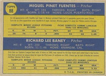 1970 O-Pee-Chee #88 Pilots 1970 Rookie Stars (Miguel Fuentes / Dick Baney) Back
