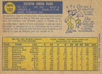 1970 O-Pee-Chee #102 Joe Rudi Back