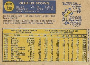 1970 O-Pee-Chee #130 Ollie Brown Back