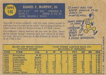 1970 O-Pee-Chee #146 Danny Murphy Back