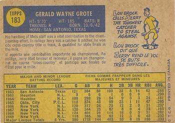 1970 O-Pee-Chee #183 Jerry Grote Back