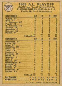 1970 O-Pee-Chee #201 ALCS Game 3 - Birds Wrap It Up! Back