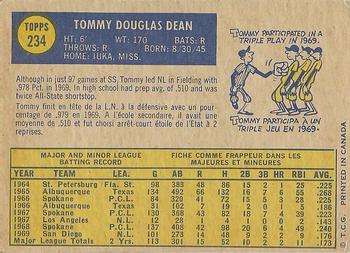1970 O-Pee-Chee #234 Tommy Dean Back
