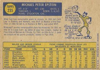 1970 O-Pee-Chee #235 Mike Epstein Back