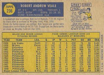 1970 O-Pee-Chee #236 Bob Veale Back